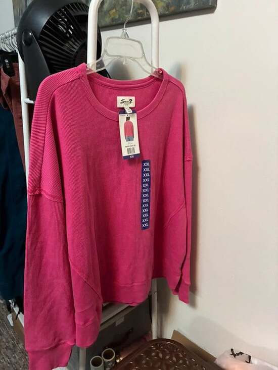 Tops - NWT Women’s XXL Seven brand hot pink waffle knit long sleeve shirt
